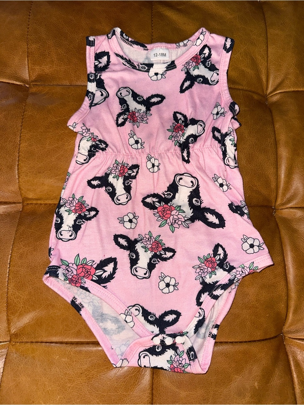 Pink Cow Print Girls One-Piece Romper